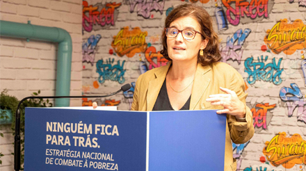 Ministra Mariana Vieira da Silva em discurso